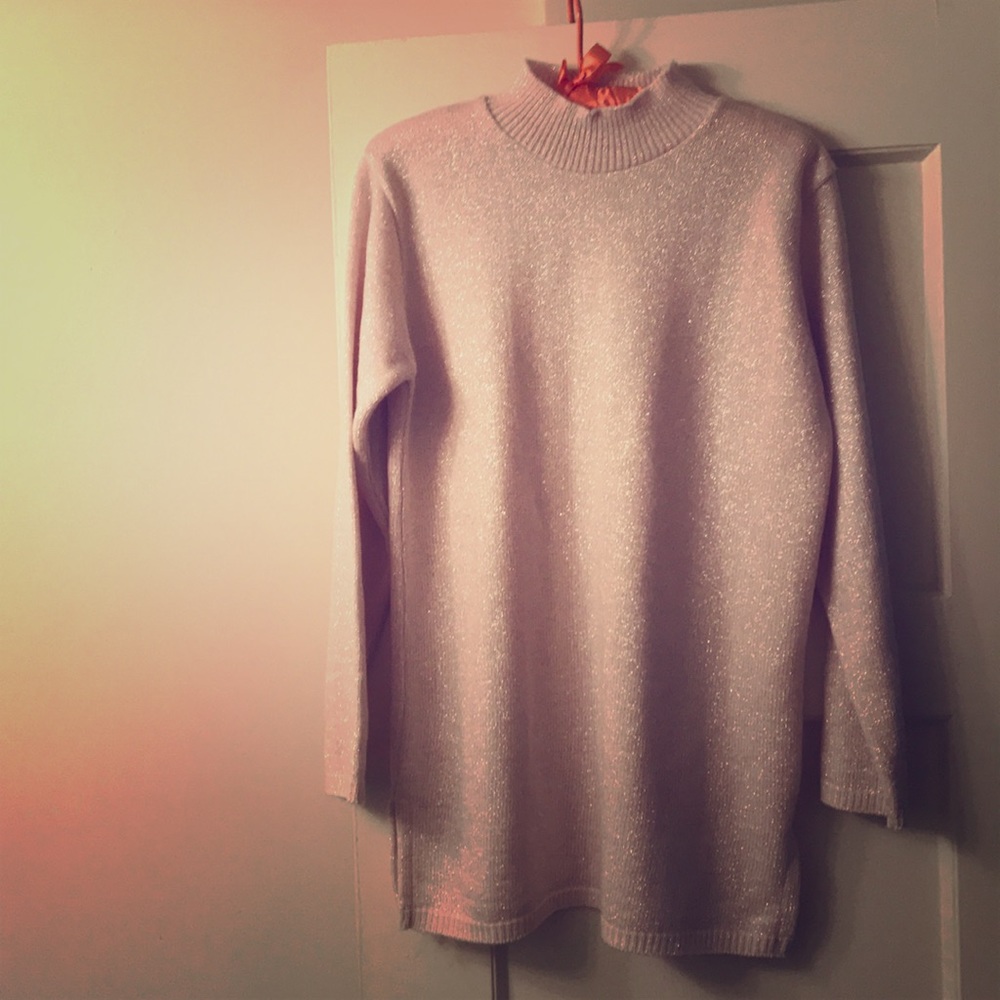 Vintage pink sparkly metallic sweater